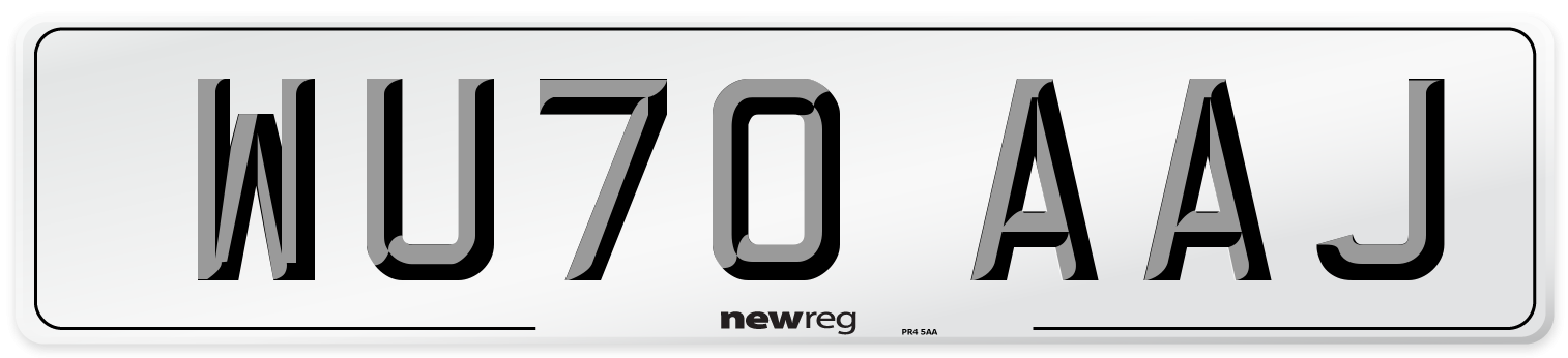 WU70 AAJ Front Number Plate