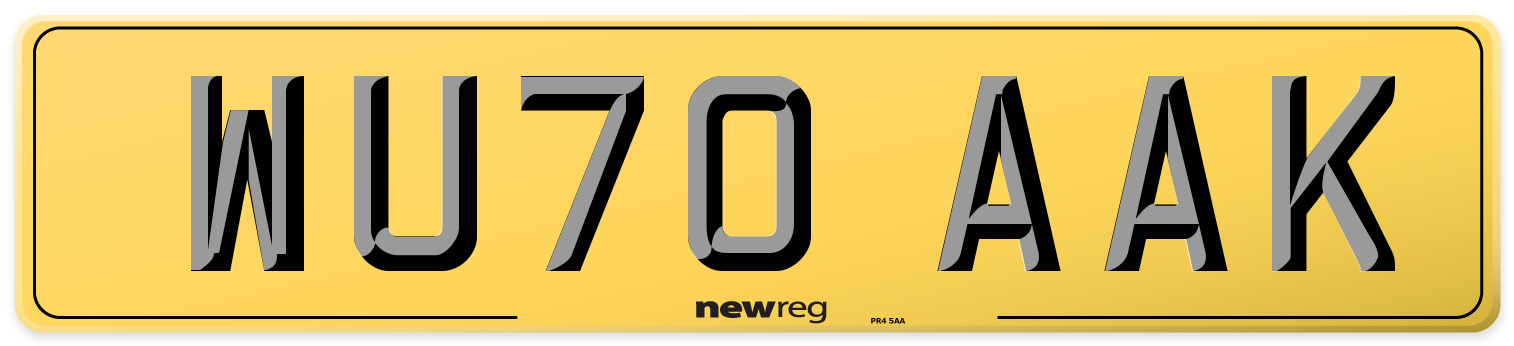 WU70 AAK Rear Number Plate