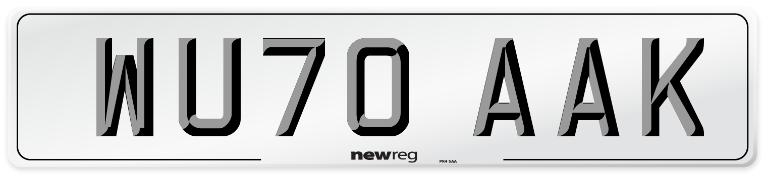WU70 AAK Front Number Plate