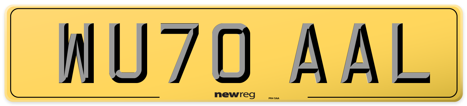 WU70 AAL Rear Number Plate