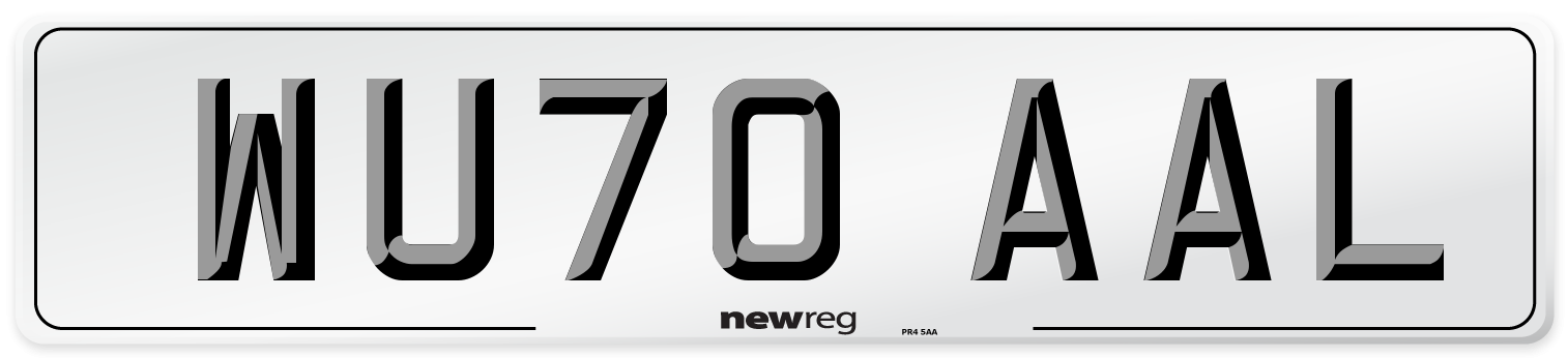 WU70 AAL Front Number Plate