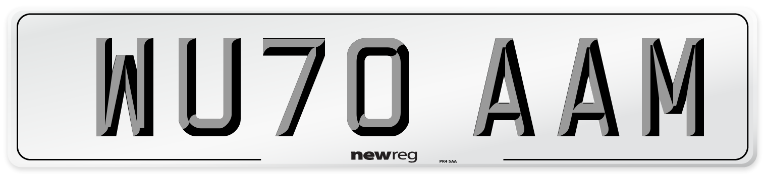 WU70 AAM Front Number Plate