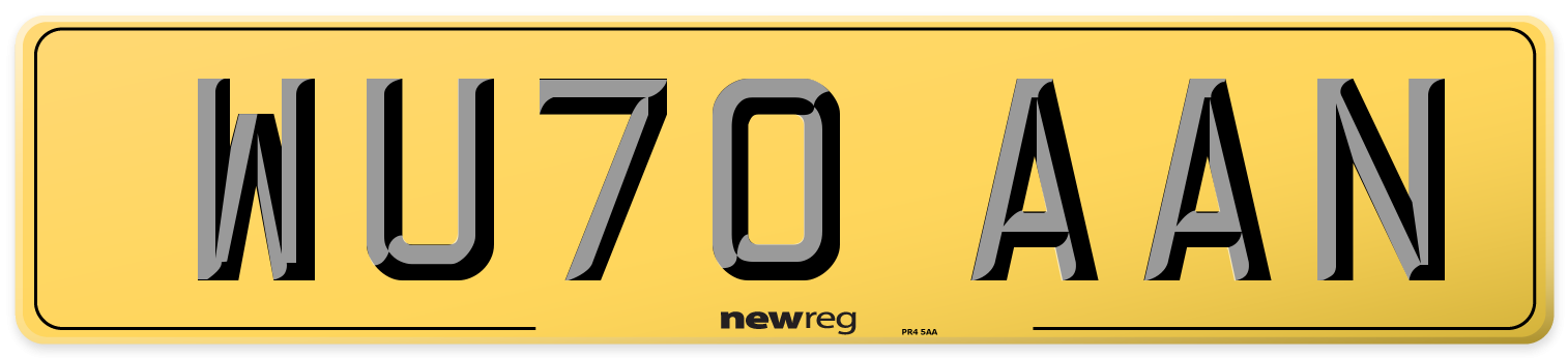 WU70 AAN Rear Number Plate