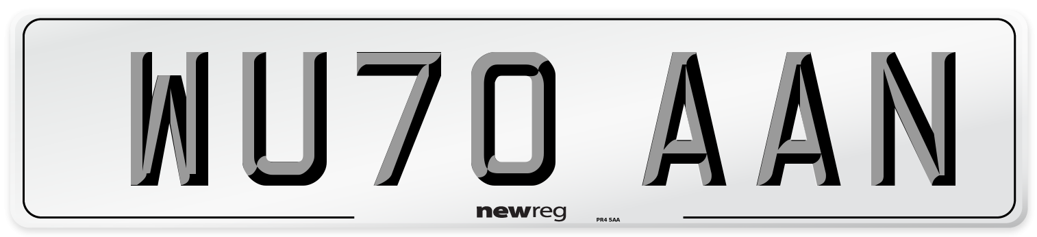 WU70 AAN Front Number Plate