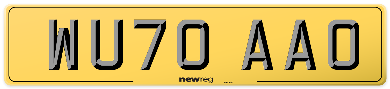 WU70 AAO Rear Number Plate