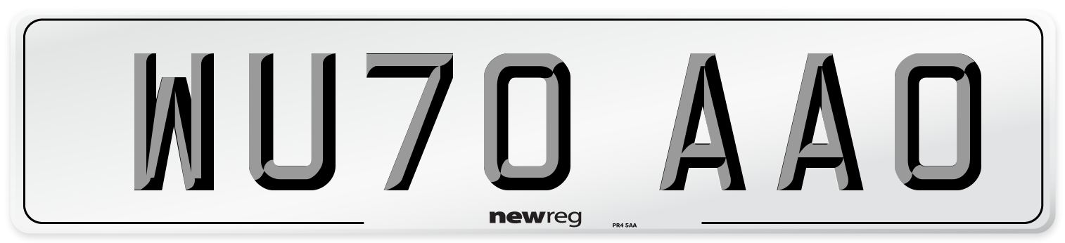 WU70 AAO Front Number Plate