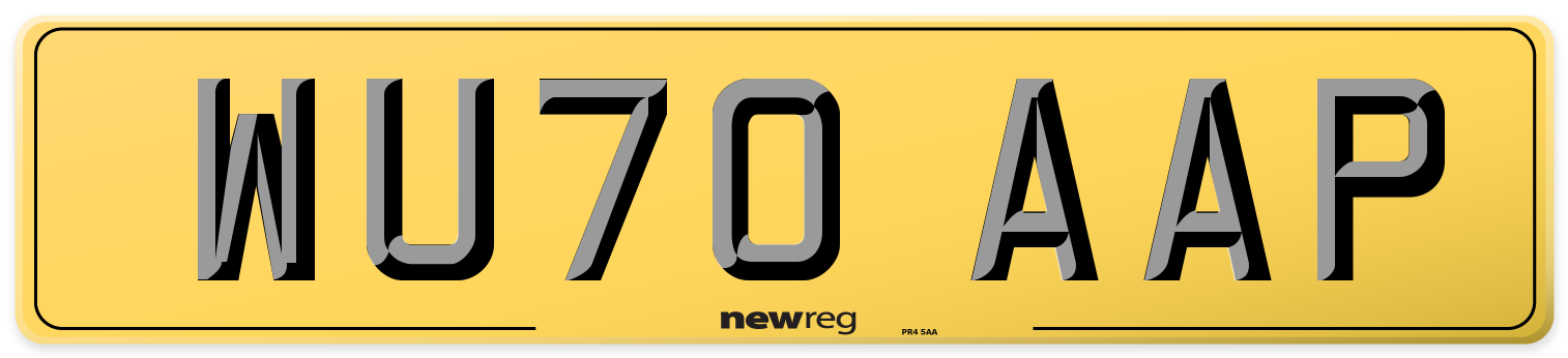 WU70 AAP Rear Number Plate