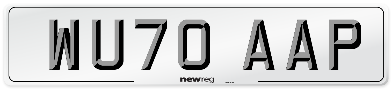 WU70 AAP Front Number Plate