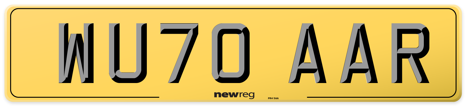 WU70 AAR Rear Number Plate