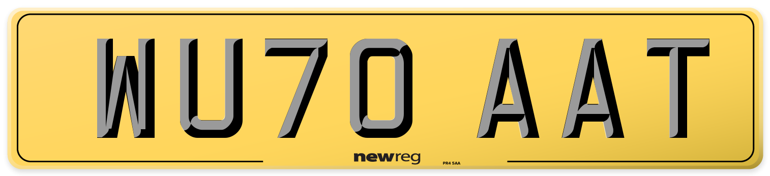 WU70 AAT Rear Number Plate