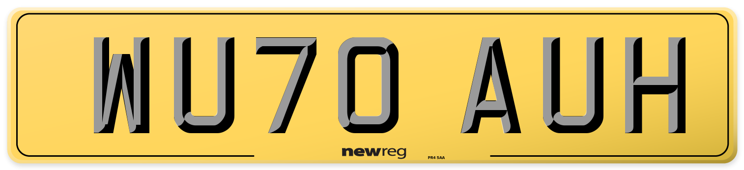 WU70 AUH Rear Number Plate