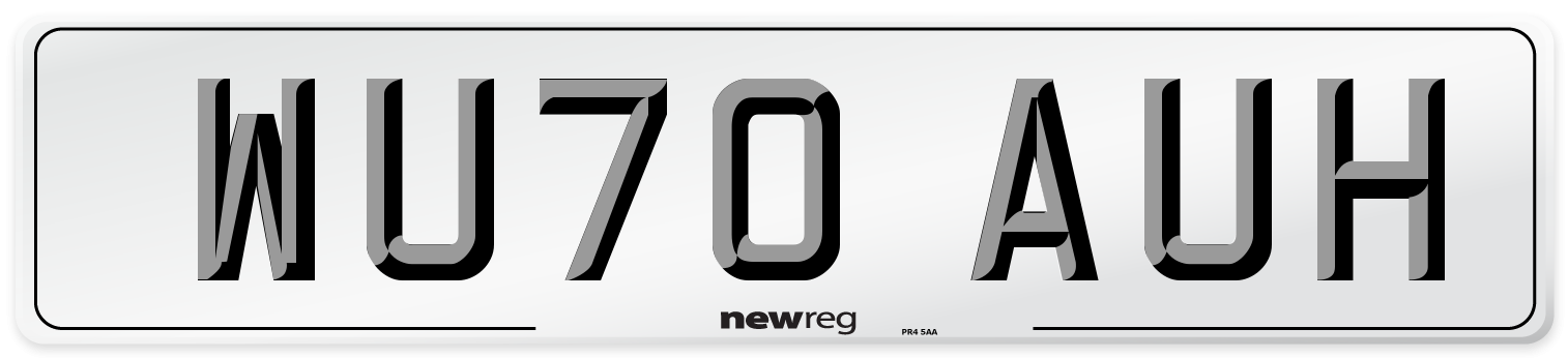 WU70 AUH Front Number Plate