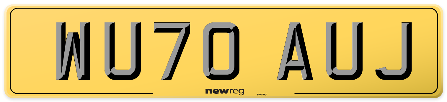 WU70 AUJ Rear Number Plate