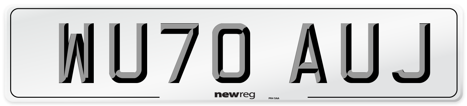 WU70 AUJ Front Number Plate