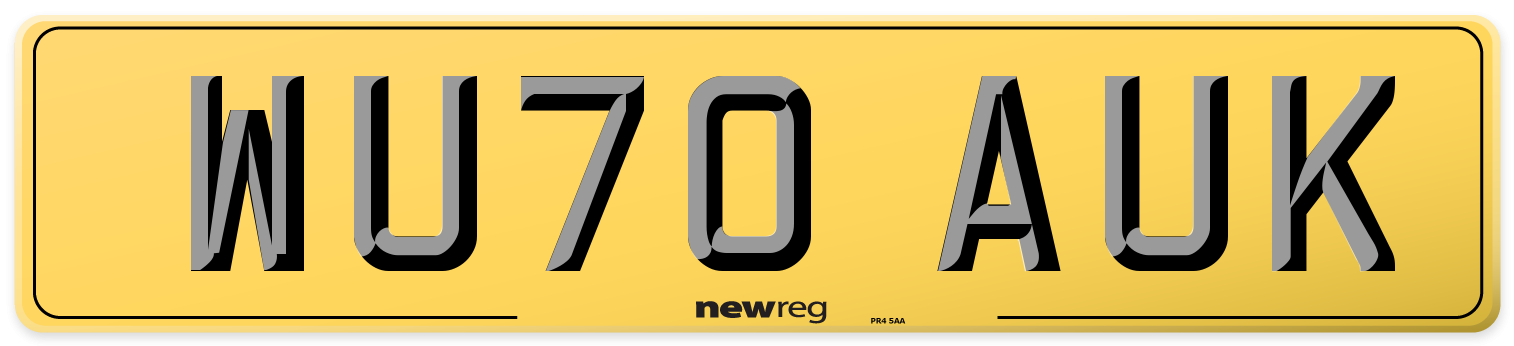 WU70 AUK Rear Number Plate