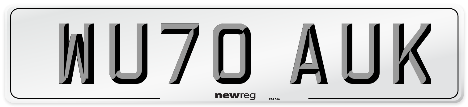 WU70 AUK Front Number Plate