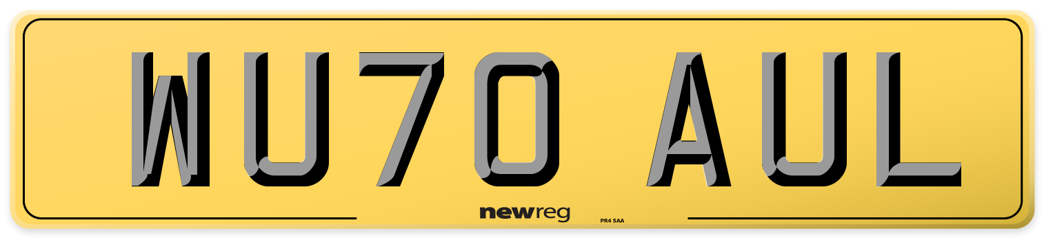 WU70 AUL Rear Number Plate