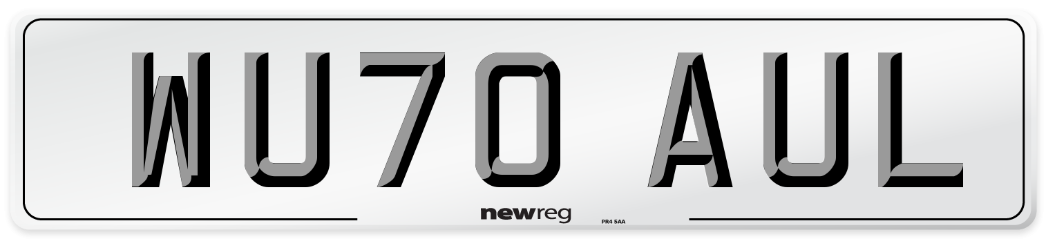 WU70 AUL Front Number Plate