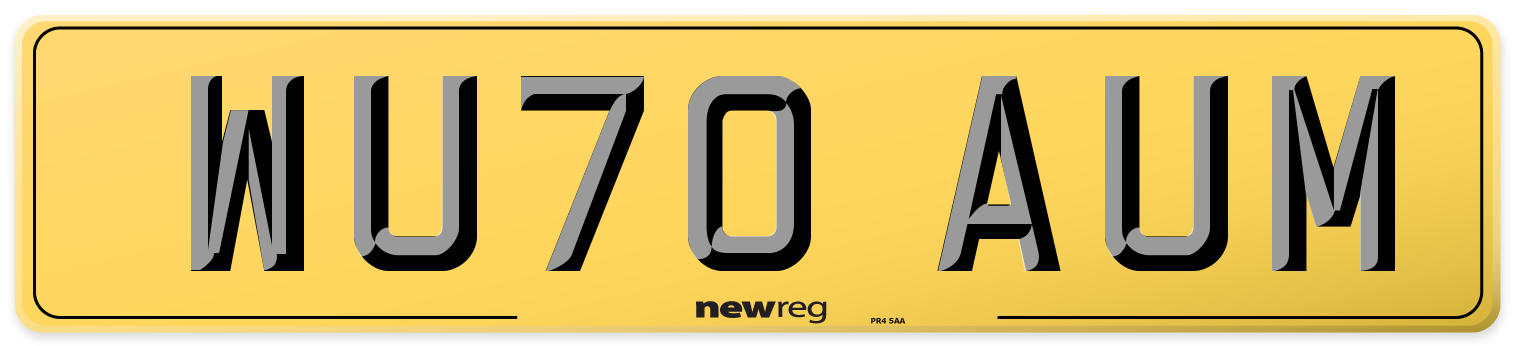 WU70 AUM Rear Number Plate