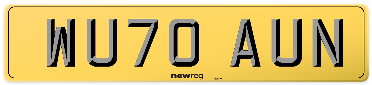 WU70 AUN Rear Number Plate