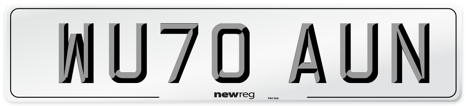 WU70 AUN Front Number Plate
