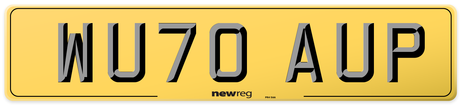 WU70 AUP Rear Number Plate