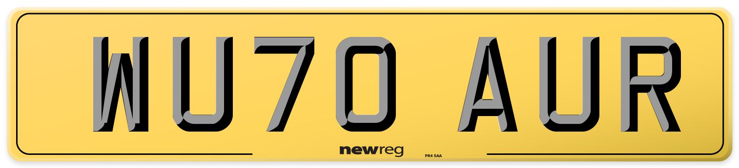 WU70 AUR Rear Number Plate