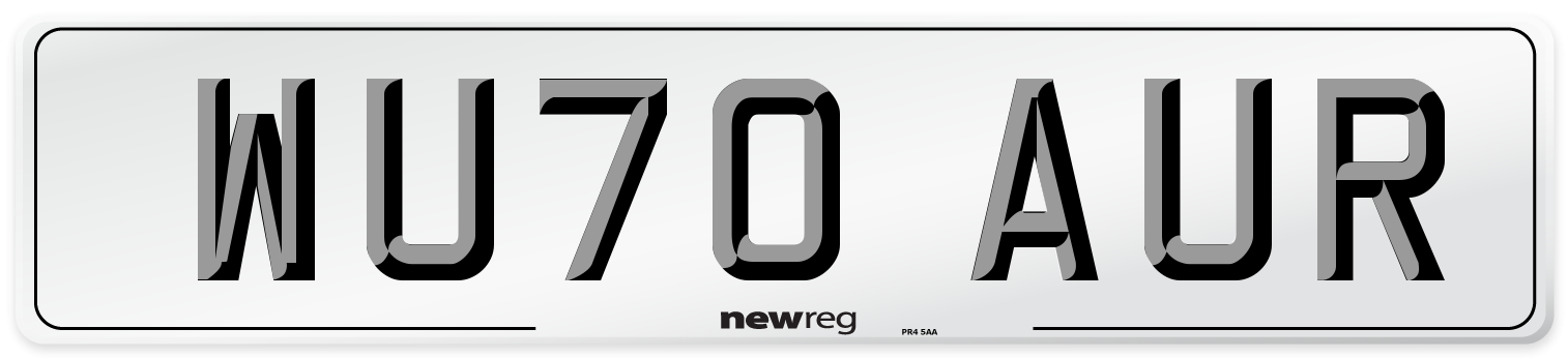 WU70 AUR Front Number Plate