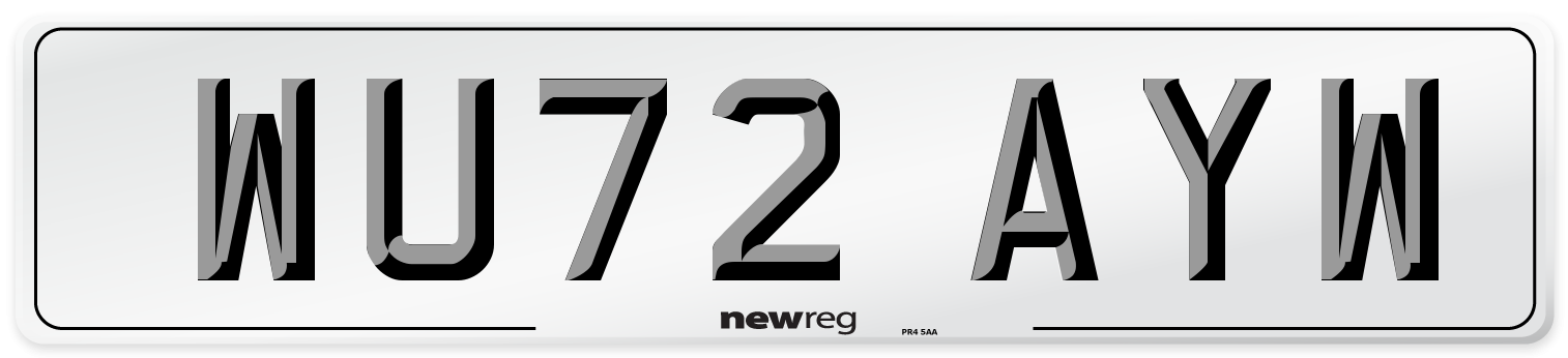 WU72 AYW Front Number Plate