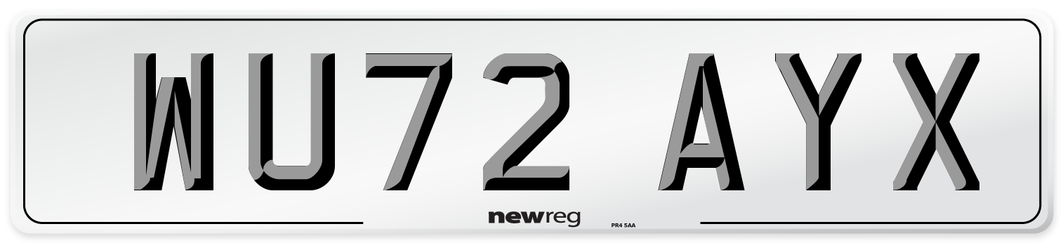 WU72 AYX Front Number Plate