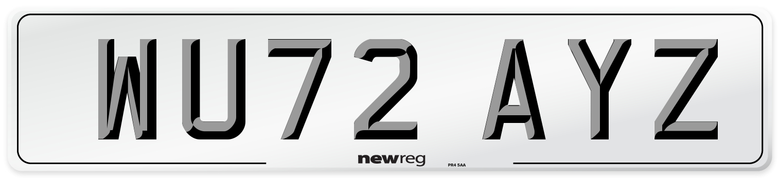 WU72 AYZ Front Number Plate