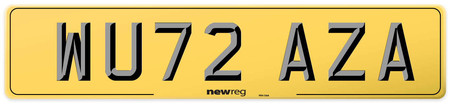WU72 AZA Rear Number Plate