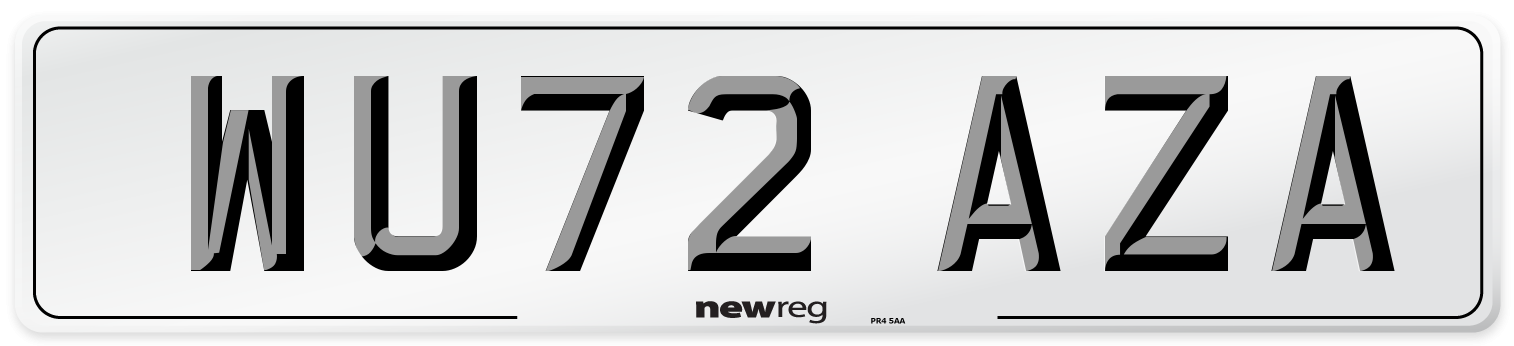 WU72 AZA Front Number Plate