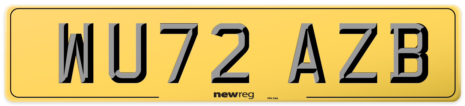 WU72 AZB Rear Number Plate