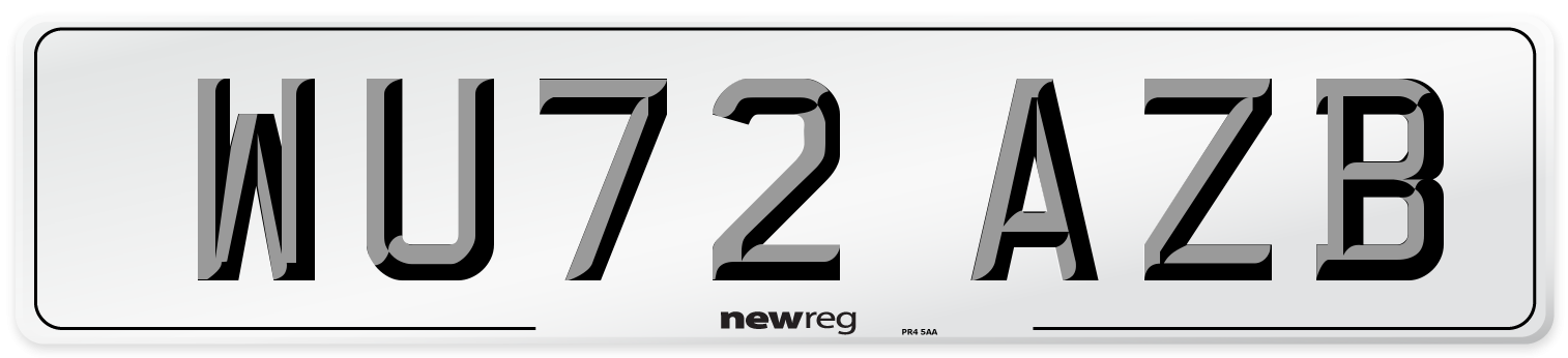 WU72 AZB Front Number Plate