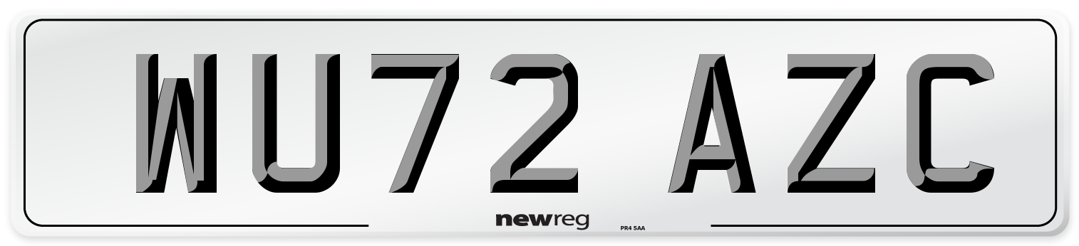 WU72 AZC Front Number Plate