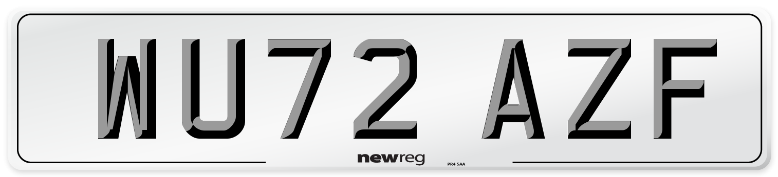 WU72 AZF Front Number Plate