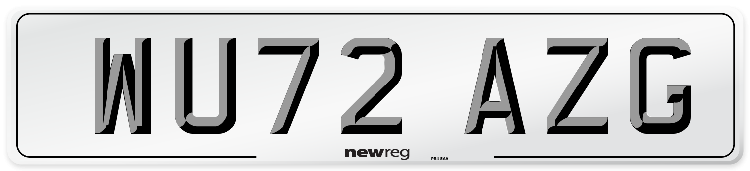 WU72 AZG Front Number Plate