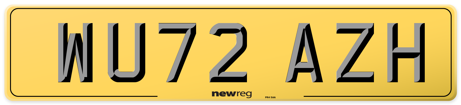 WU72 AZH Rear Number Plate