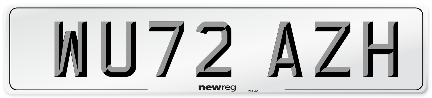 WU72 AZH Front Number Plate