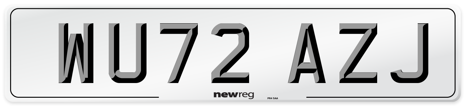 WU72 AZJ Front Number Plate