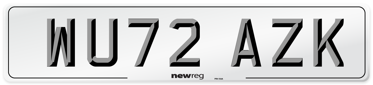 WU72 AZK Front Number Plate