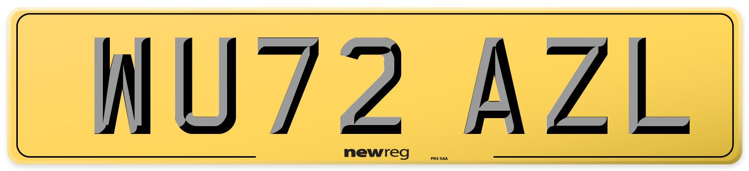 WU72 AZL Rear Number Plate