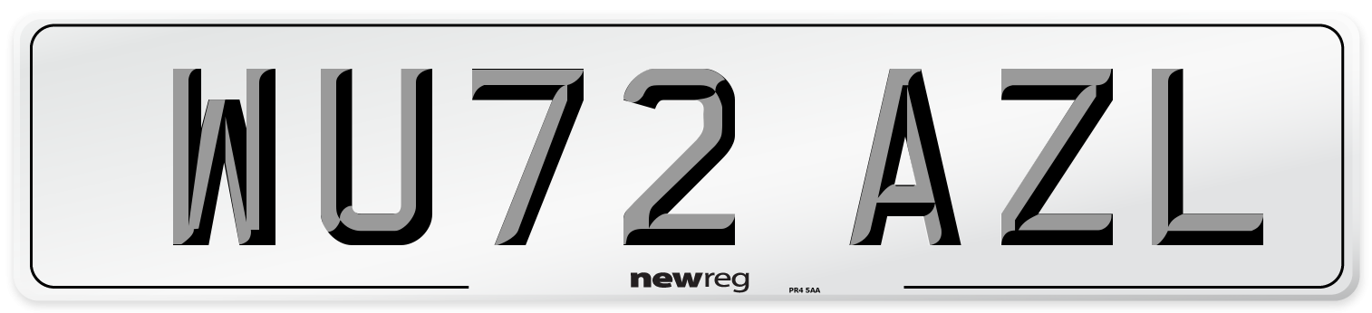 WU72 AZL Front Number Plate