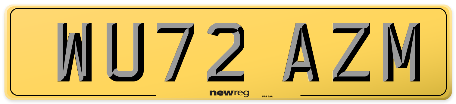 WU72 AZM Rear Number Plate