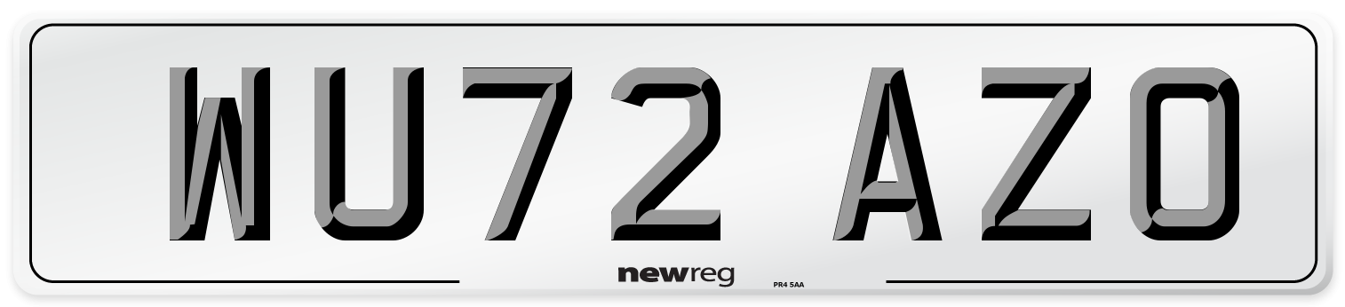 WU72 AZO Front Number Plate