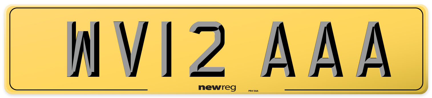 WV12 AAA Rear Number Plate