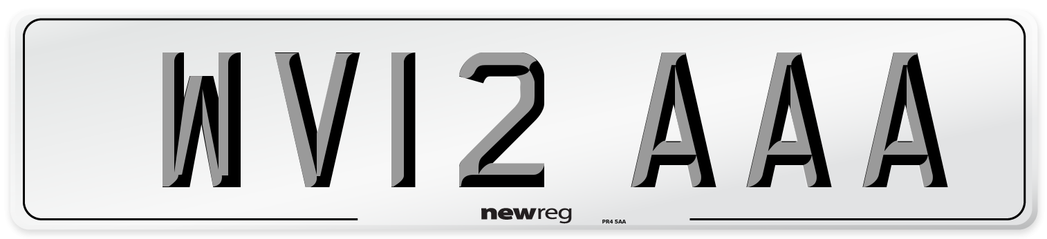 WV12 AAA Front Number Plate