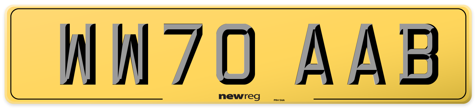 WW70 AAB Rear Number Plate