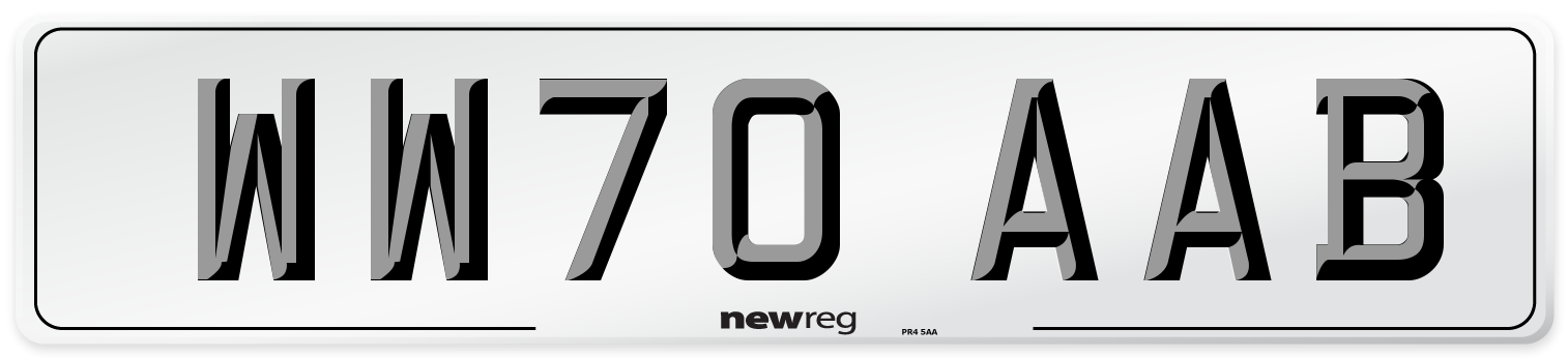 WW70 AAB Front Number Plate